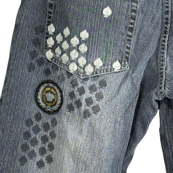 Paco Jeans Distressed Denim Baggy Pants Mens 36x31 Vintage Embroidered - Picture 9 of 10